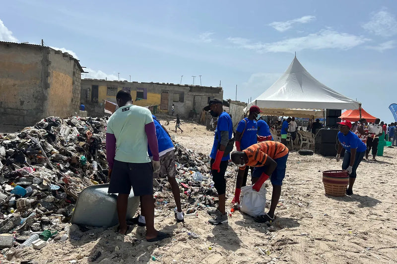 More than 500 volunteers gathered at Laboma Beach in Accra for Mayekoo's World Cleanup Day 2025 cleanup