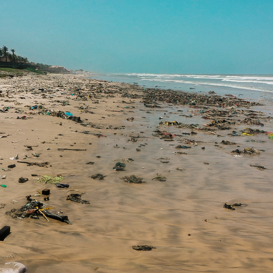 Pollution along Labadi beach Ghana