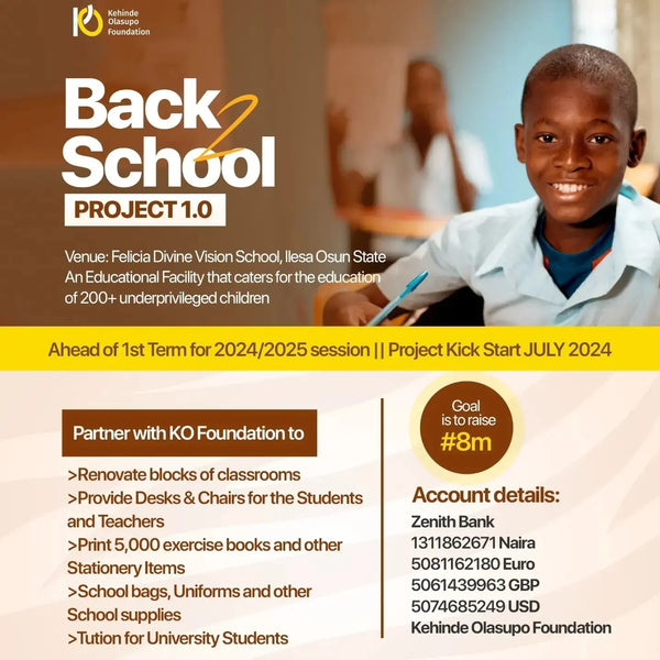 Soutenez le projet Back2School de la Fondation Kehinde Olasupo